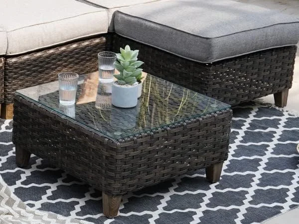 Threshold wicker storage store patio accent table