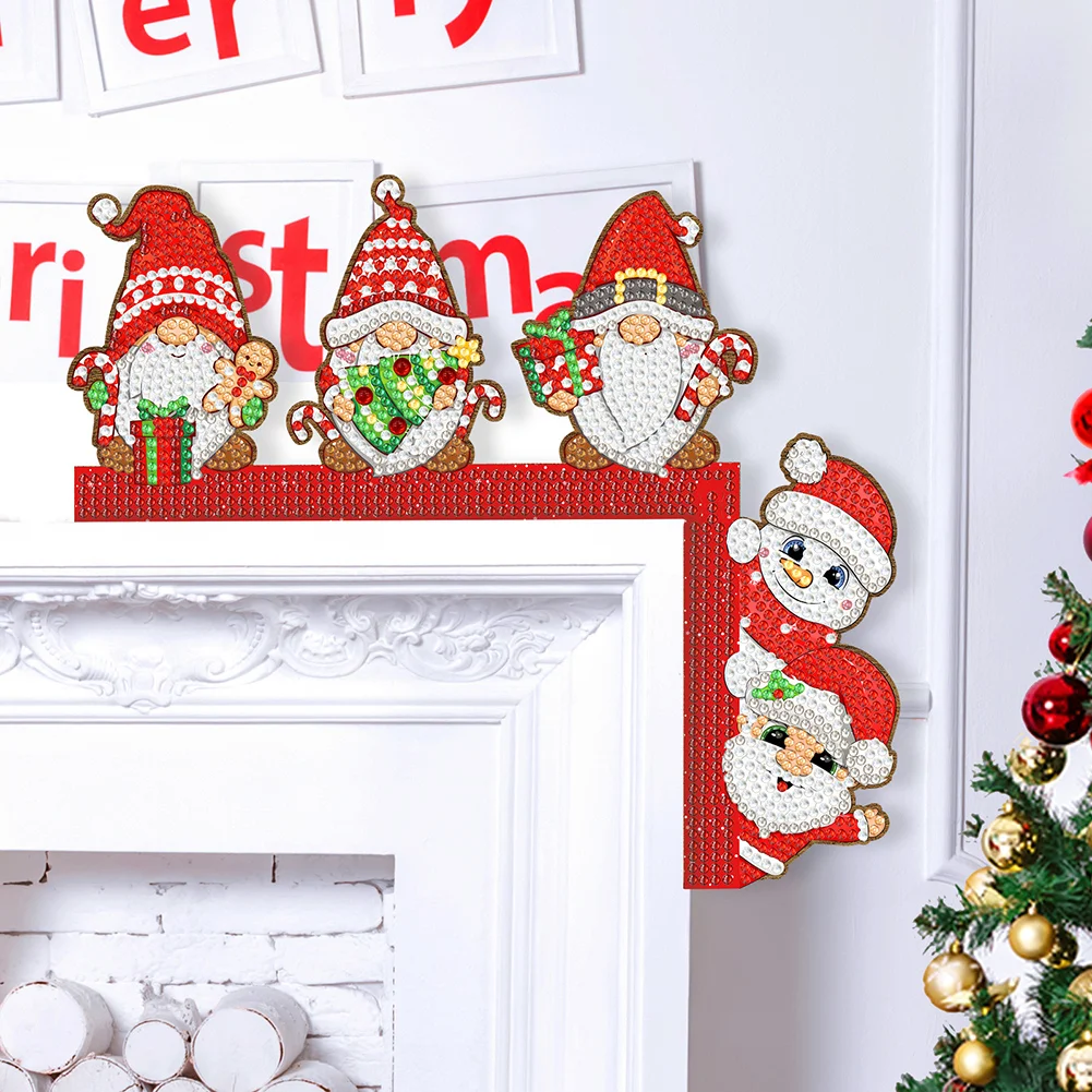 5D DIY Christmas Gnome Santa Claus Snowman Diamond Painting Door Corner Sign for Home
