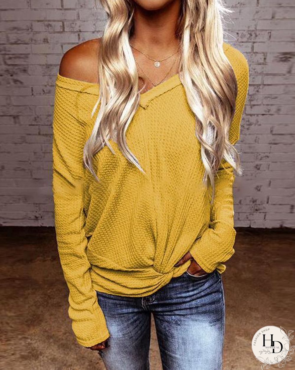 Women V-neck Fall Spring Fashion Tops Blouses