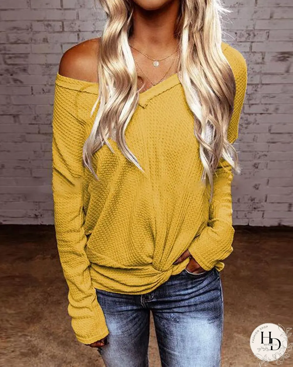 Women V-neck Fall Spring Fashion Tops Blouses