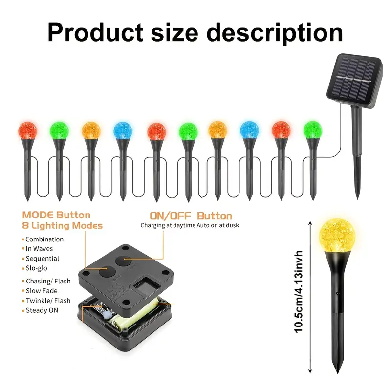 Tegooe Solar Bubble Ball Pathway Stake Lights - Waterproof Garden Decoration