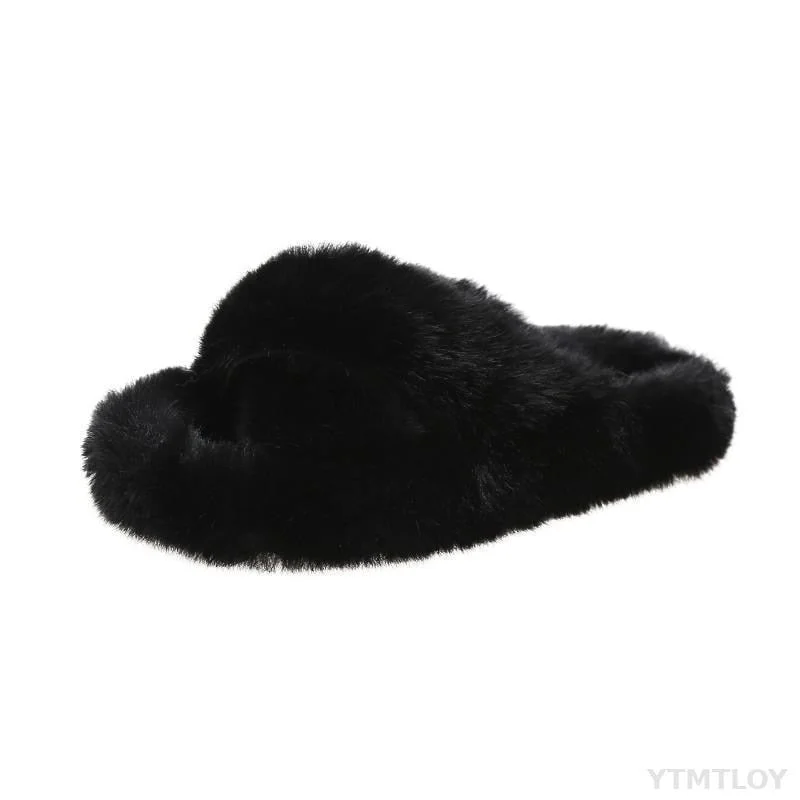 Summer Fluffy Raccoon Fur Slippers Shoes Women Real Fox Flip Flop Flat Furry Slides Outdoor Sandals Amazing Indoor Ytmtloy