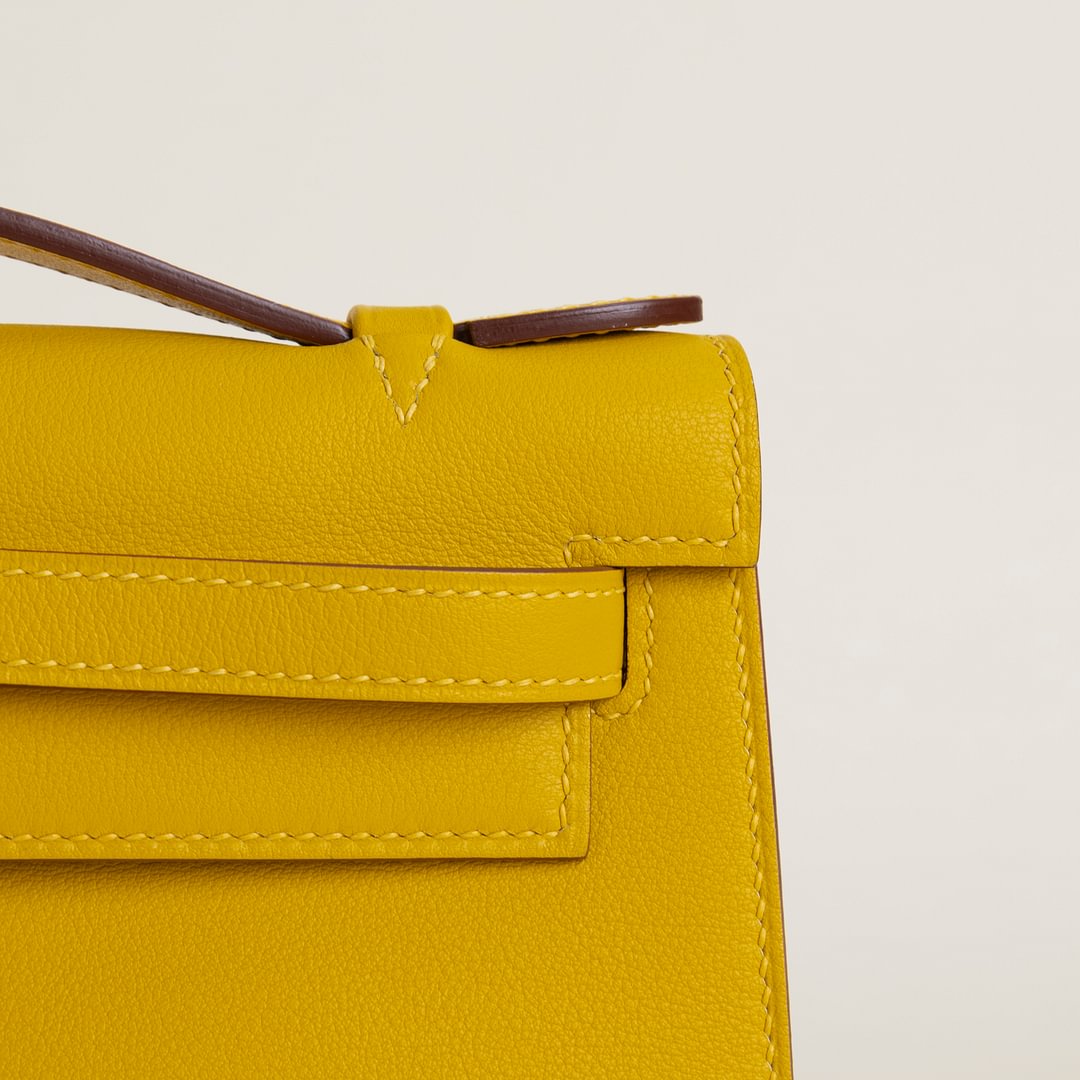 Kelly pochette Swift 9D Jaune amber PHW