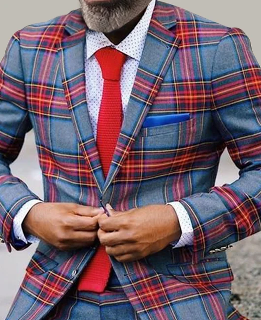 Classic Plaid Color Matching Lapel Button Blazer
