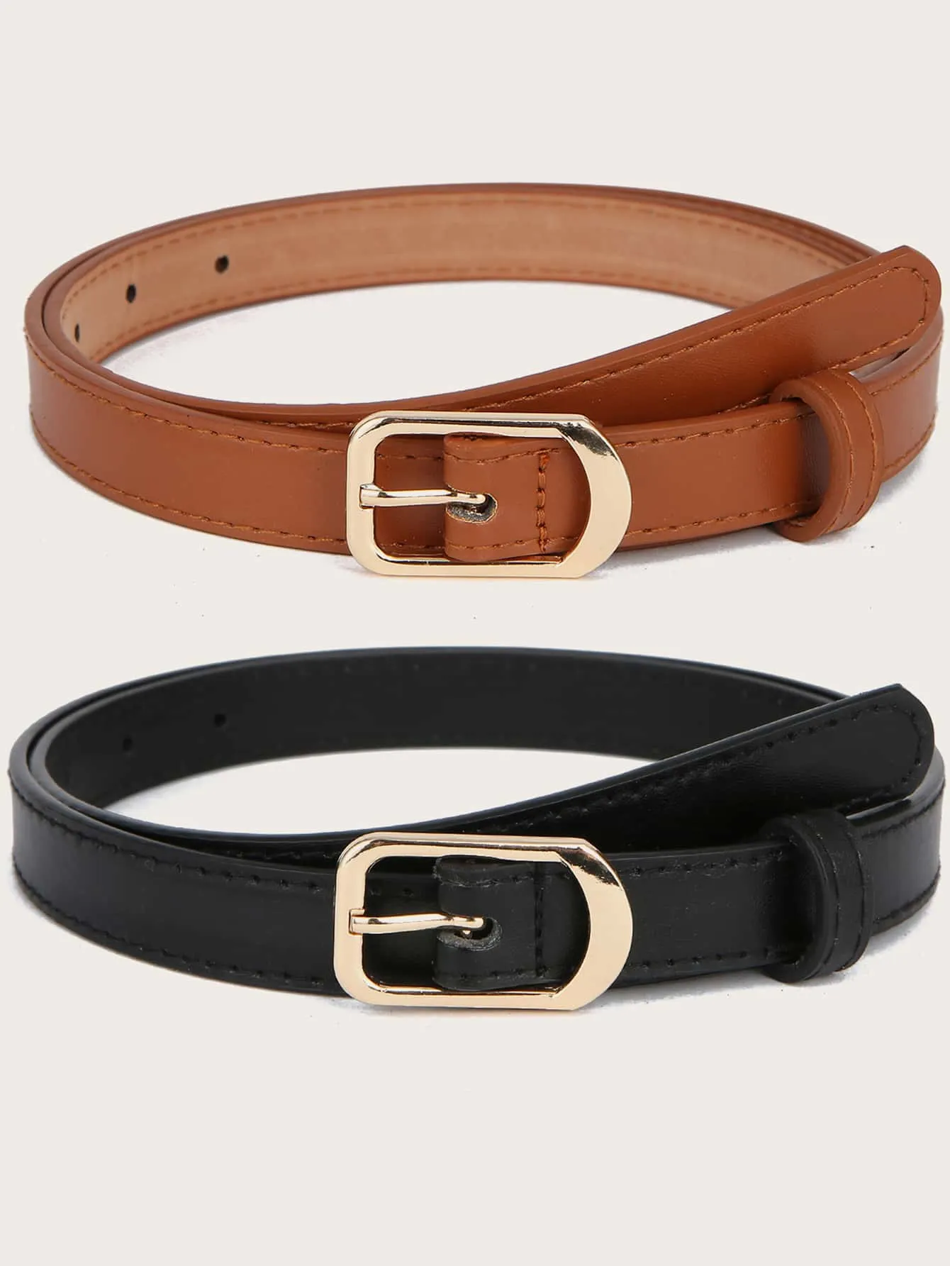 2pcs Gold Buckle Belt