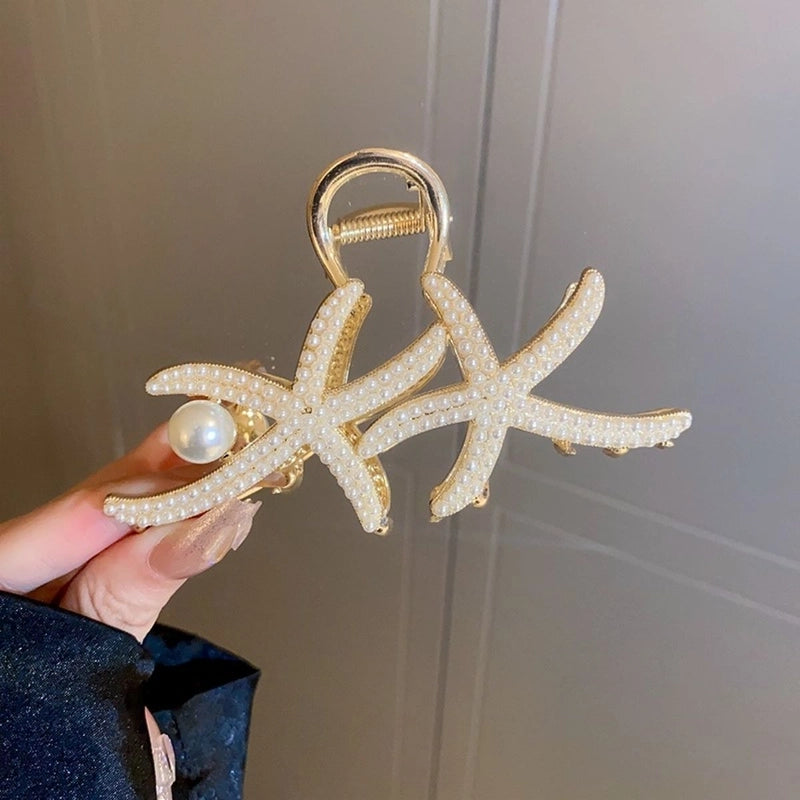 Women’s Minimalist Classic Style Color Block Alloy Inlay Hair Claws