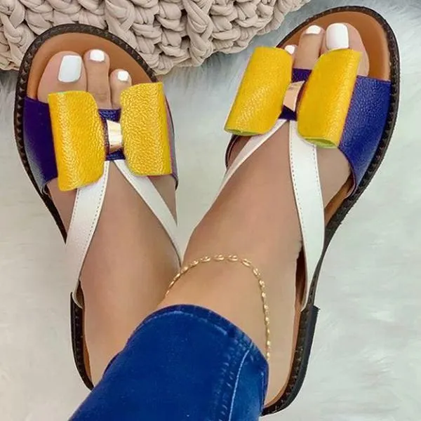 Breakj Breakj Spring And Summer New Flat Bottoms Flat Bow Bow Lady Cool Slippers Large Size Women's Shoes