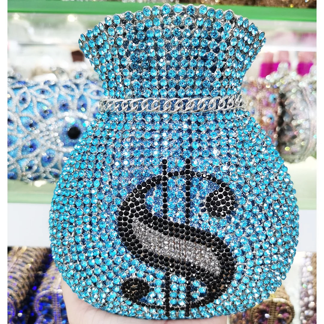 Wholesale Dollar Designer Crystal Clutch Bags Wedding Bridal female pochette Purse boutique banquet Evening Bags sm80