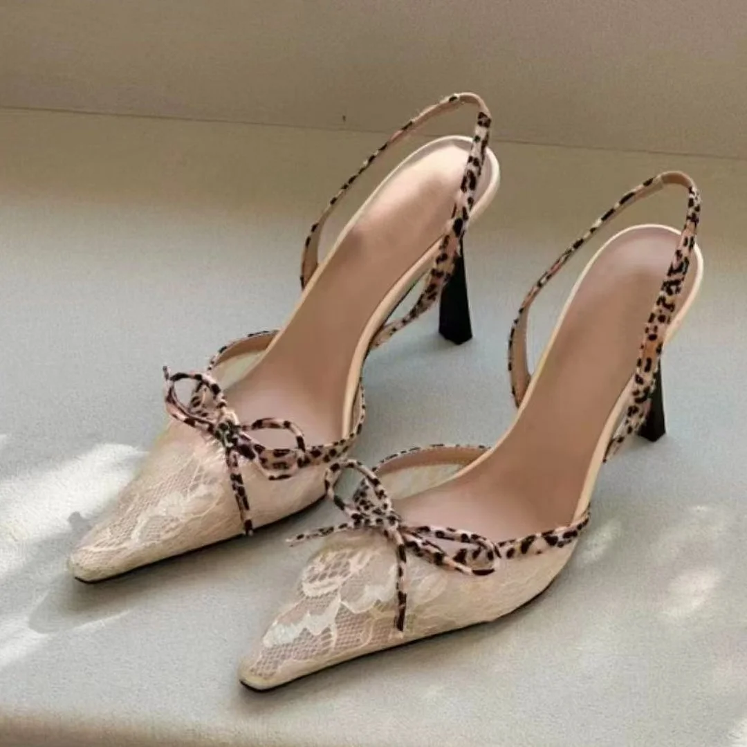 Yyvonne Niche Sexy Hottie Embroidered Lace Bag Sandals Fine Heel Small Square Net Red Bow High Heels Women