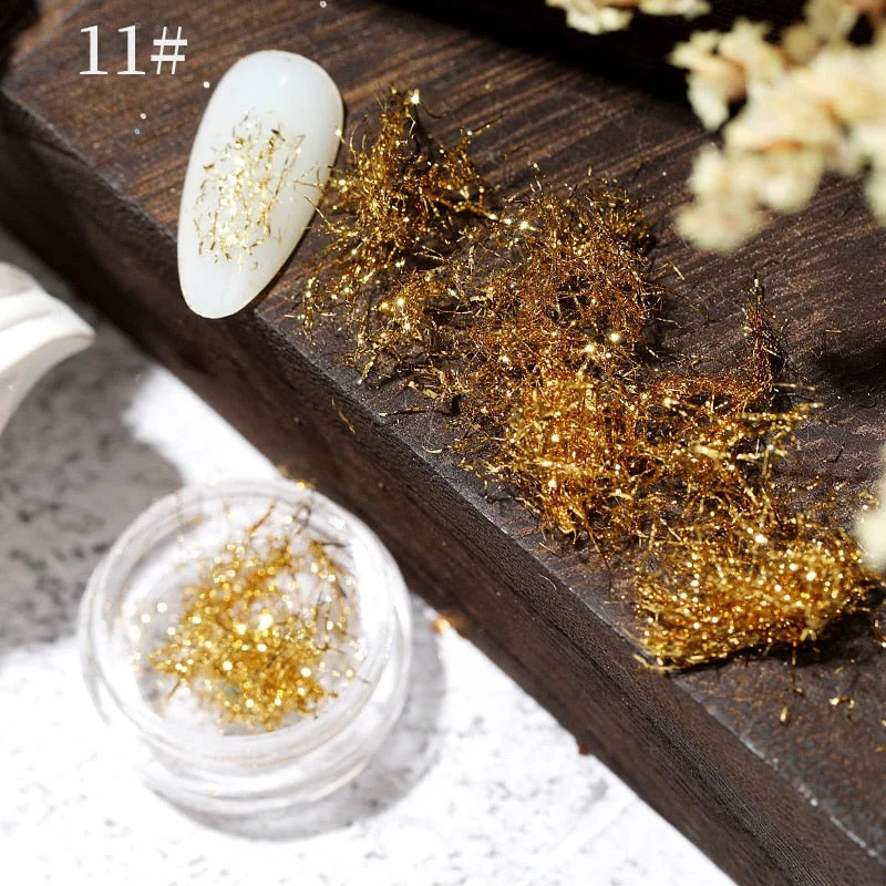 6 Grids Sparkly Foil Nails Sequins Irregular Aluminum Gold Red Summer Design Set  Mirror Chrome Glitter Flakes Gel DIY Manicure-Nail Inspo