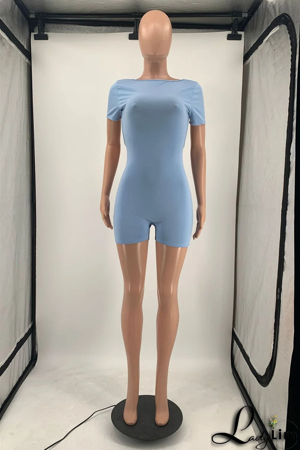 Yellow Fashion Casual Solid Basic O Neck Skinny Romper