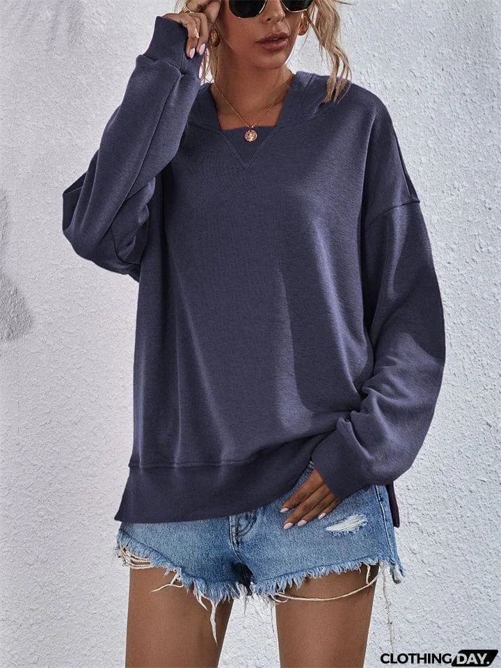 Chic Loose-fitting Comfy Fleece Square Collar Hoodies