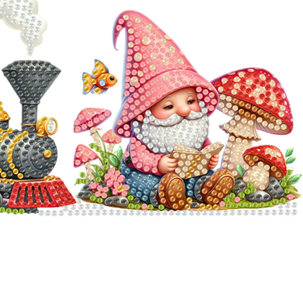 DIY Gnome Train House Diamond Painting Art Door Right Angle Sign for Home Decor