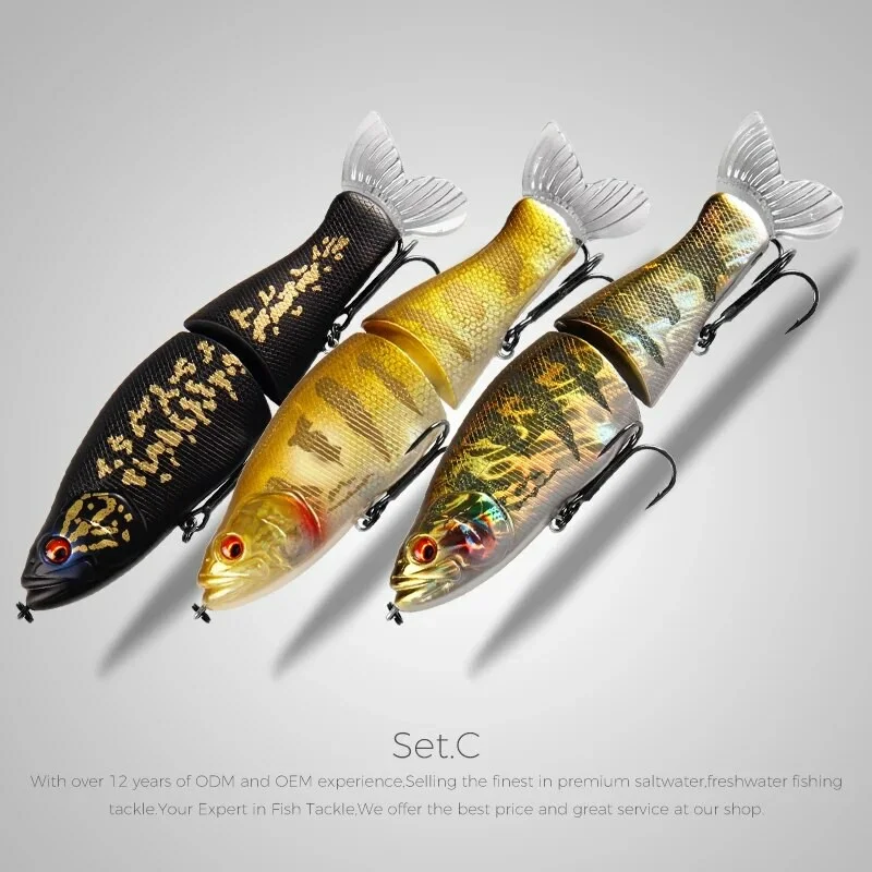 Xaperni 3pcs per set Best price Fishing Lures 135mm 1oz Jointed minnow Wobblers ABS Body with Soft Tail SwimBaits soft lure