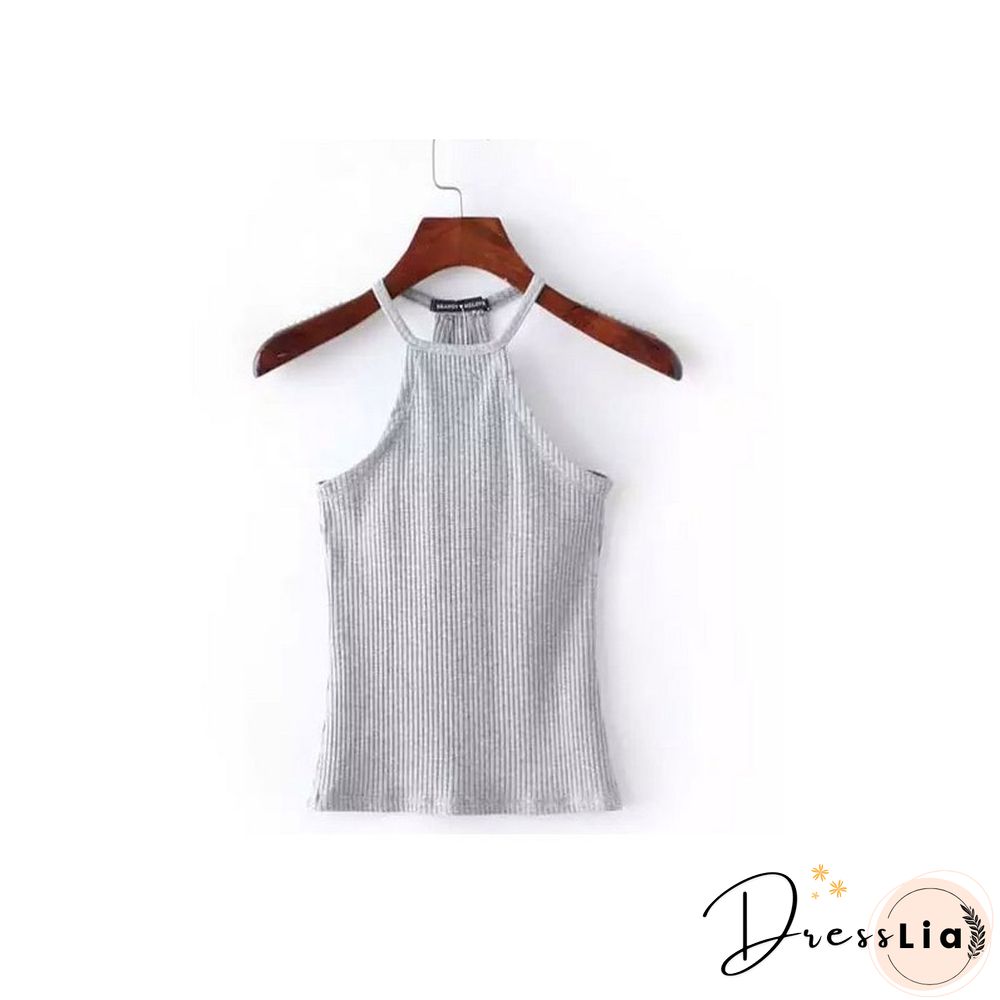 Summer Casual Knit Basic Tank Top Women Ribbed Stretchy Solid Sport Summer Crop Top Off Shoulder Sexy T Shirt