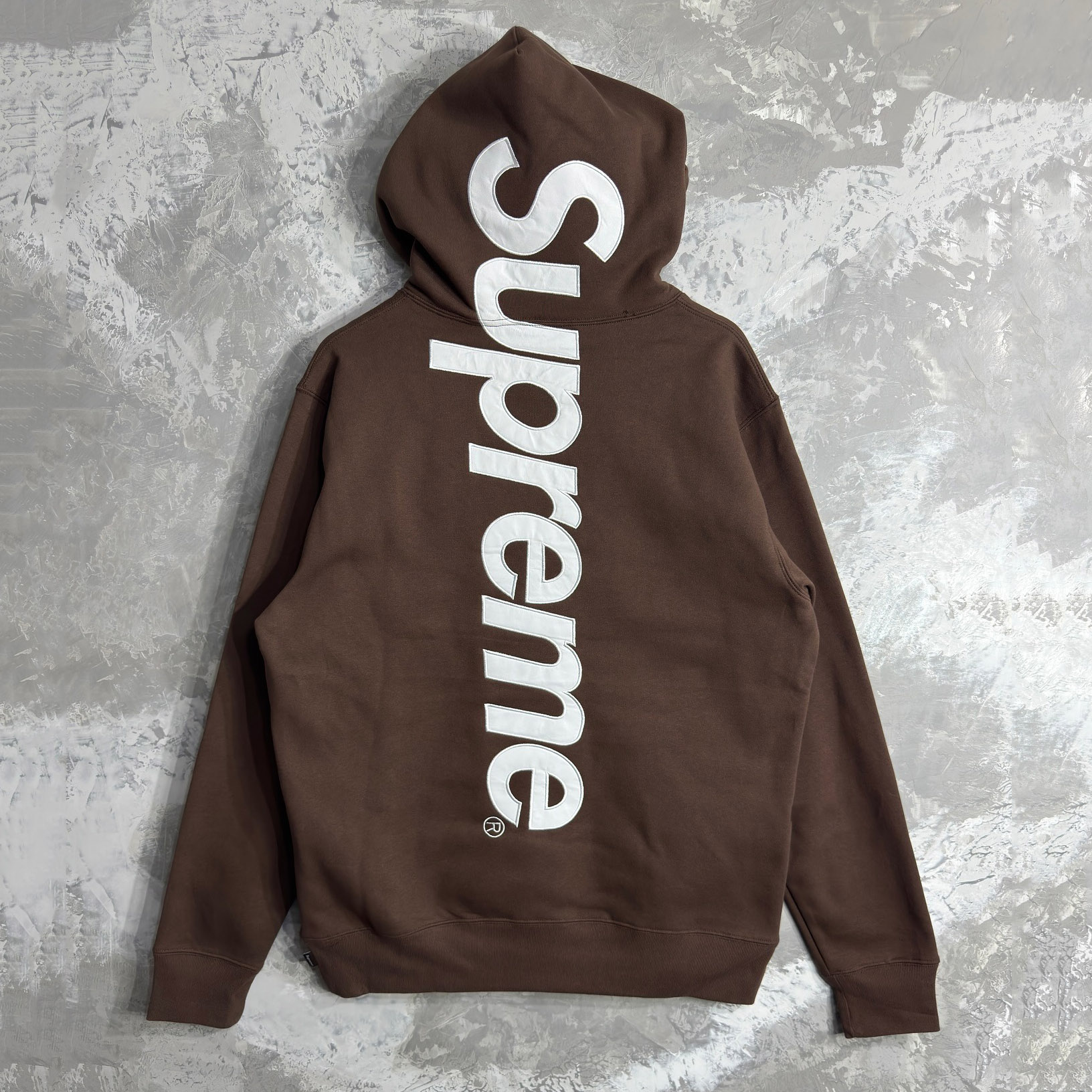 Supreme Letters On The Back Brown Cotton Long Sleeve Hoodie