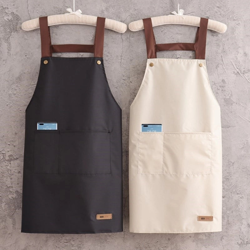 Solid Color Modern Simple Spring Textile Waterproof Strap Kitchen Household Waterproof Oil-proof Apron Set Printable