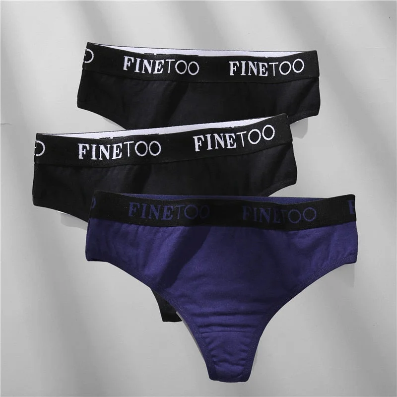 FINETOO 2/3PCS Cotton Sexy Underwear G-string Women M-XL Panties Fashion Letter Waist Femme 2021 Underpant For Woman Thong Girls
