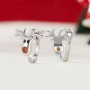 Reindeer Hoop Earrings 925 Sterling Silver
