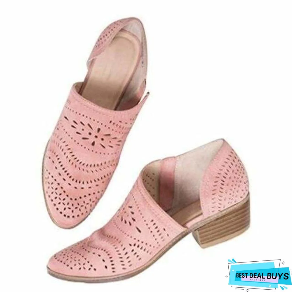 Leisure Hollow Low-heeled Shoes Women Sandals