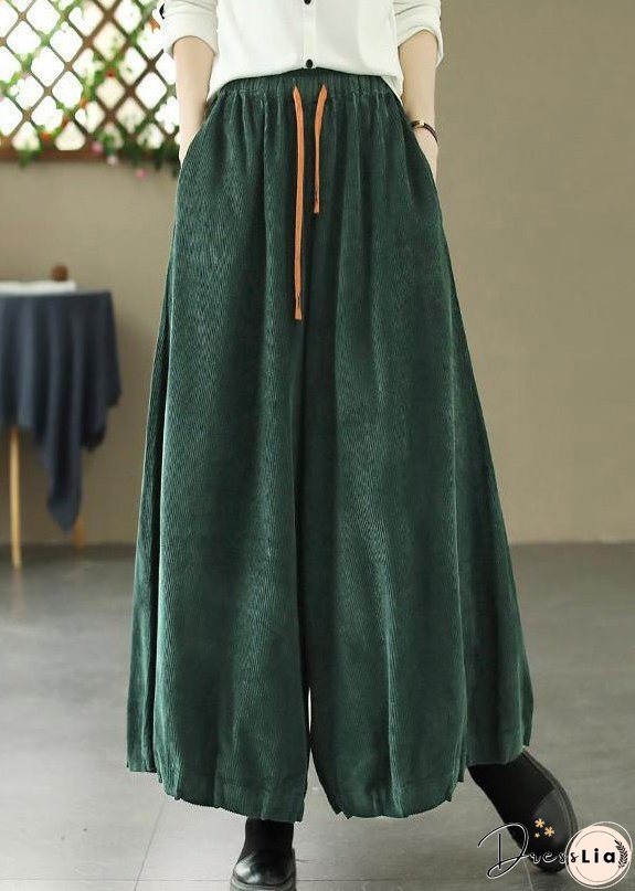 Loose Wine Red Pockets Elastic Waist Corduroy Pants Spring