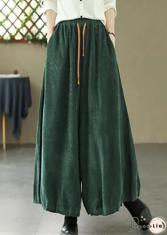 Loose Wine Red Pockets Elastic Waist Corduroy Pants Spring