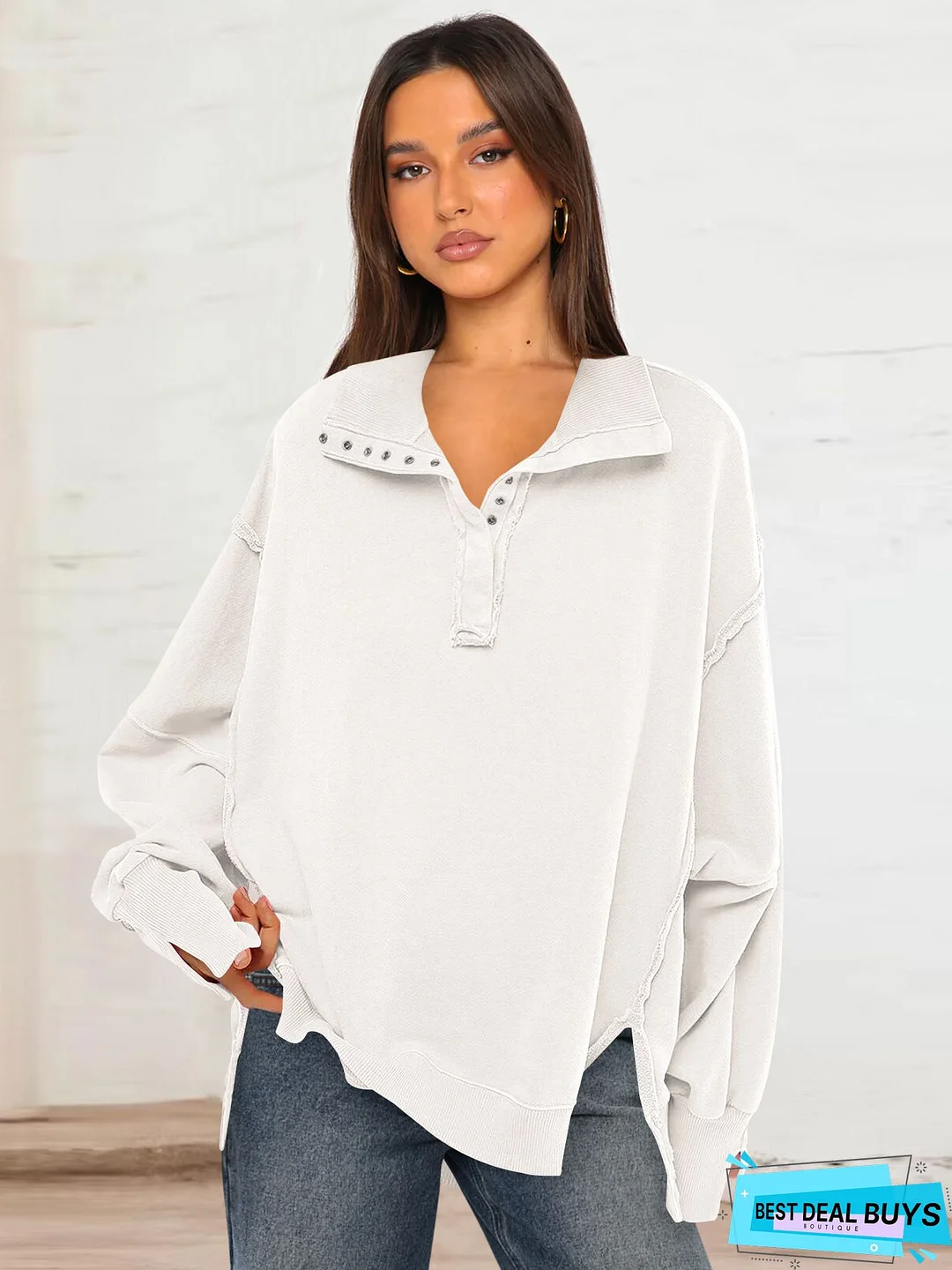 Women Casual Plus Size Tops Tunic V Neck Sweater