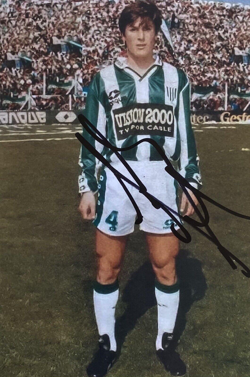 Javier Zanetti Genuine Hand Signed Club Atletico Banfield 6X4 Photo Poster painting