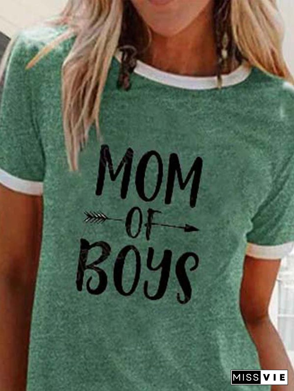 Casual Letter Crew Neck Printed T-shirt