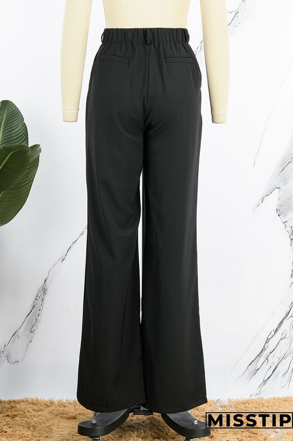 Purple Casual Solid Patchwork High Waist Straight Solid Color Bottoms