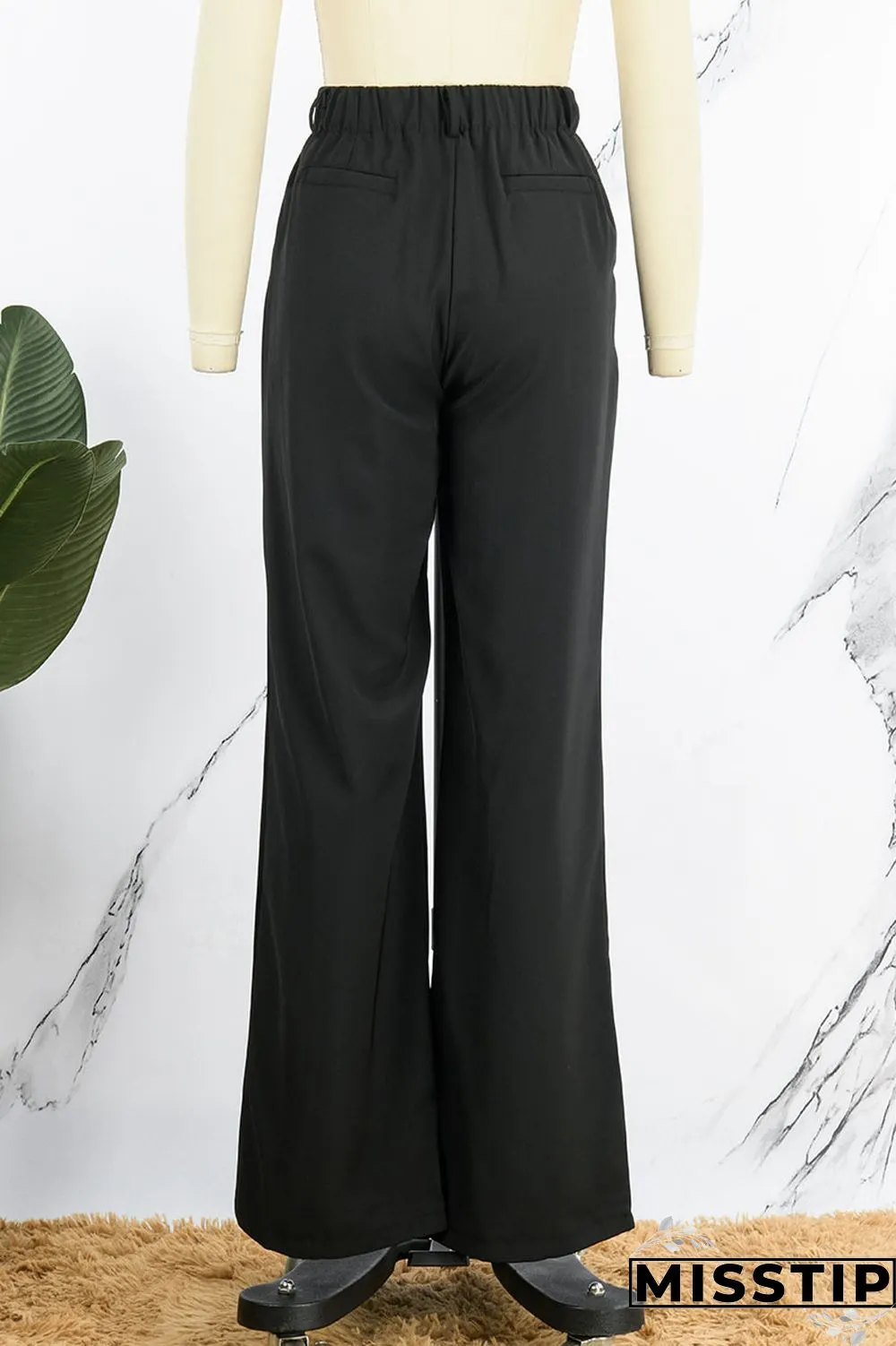 Purple Casual Solid Patchwork High Waist Straight Solid Color Bottoms