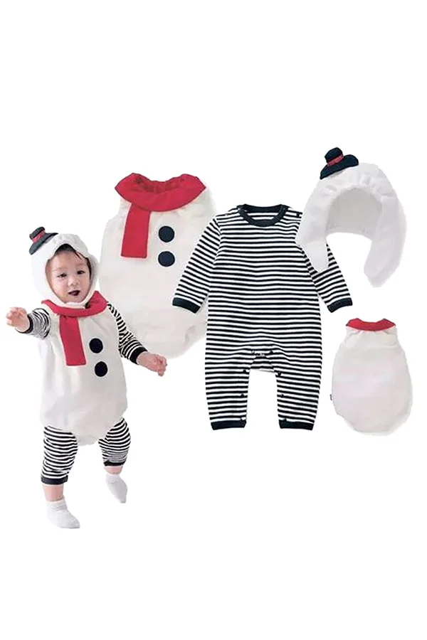 Cute Infant Kids Boys Jumpsuit Christmas Snowman Costume White-elleschic