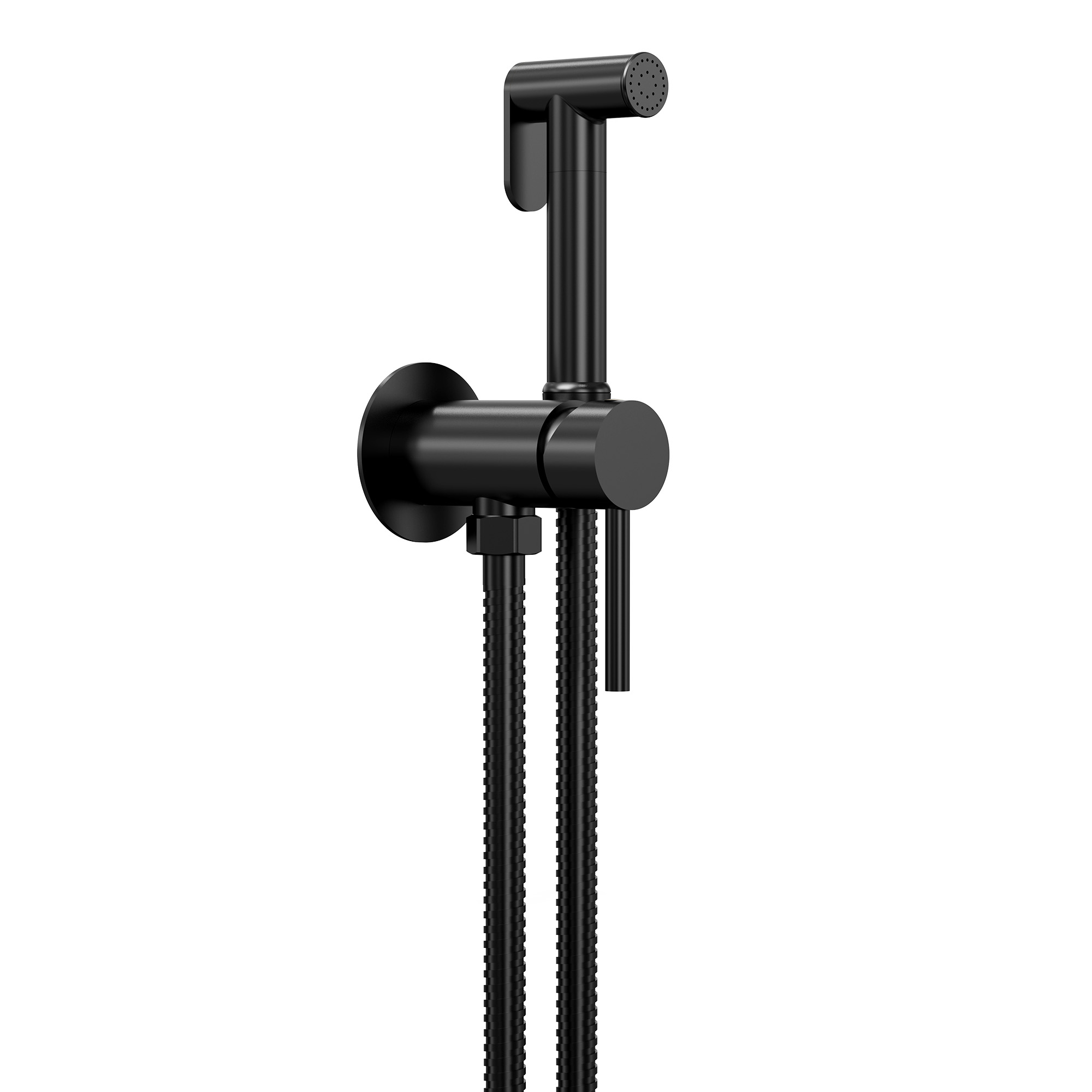 Single-Handle Hot and Cold Bidet Sprayer Set with Wall-Mount Holder &ndash; Solid Brass Body, Ceramic Cartridge, 47-Inch Stainless Steel Hose, Matte Black