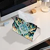Gold Galaxy Blue Wolf DIY Diamond Painting PU Tissue Holder Box