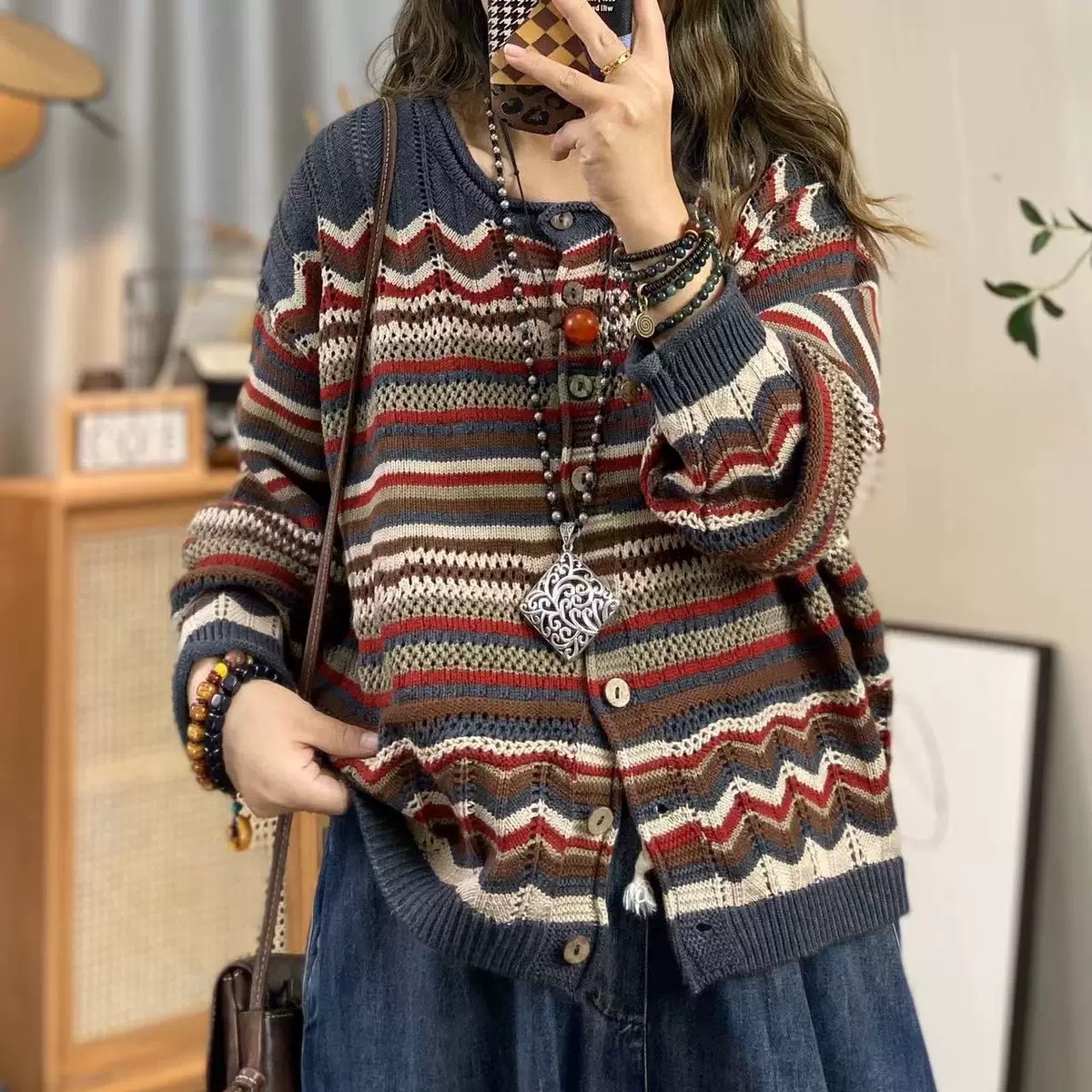 Chicfifth Sweater Women Winter Long Sleeve High Quality Autumn Vintage Top Knitted Cardigan