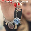 12pcs 2D Flat DIY Diamond Painting Keychain Double Sided Keyrings (Snowflakes)
