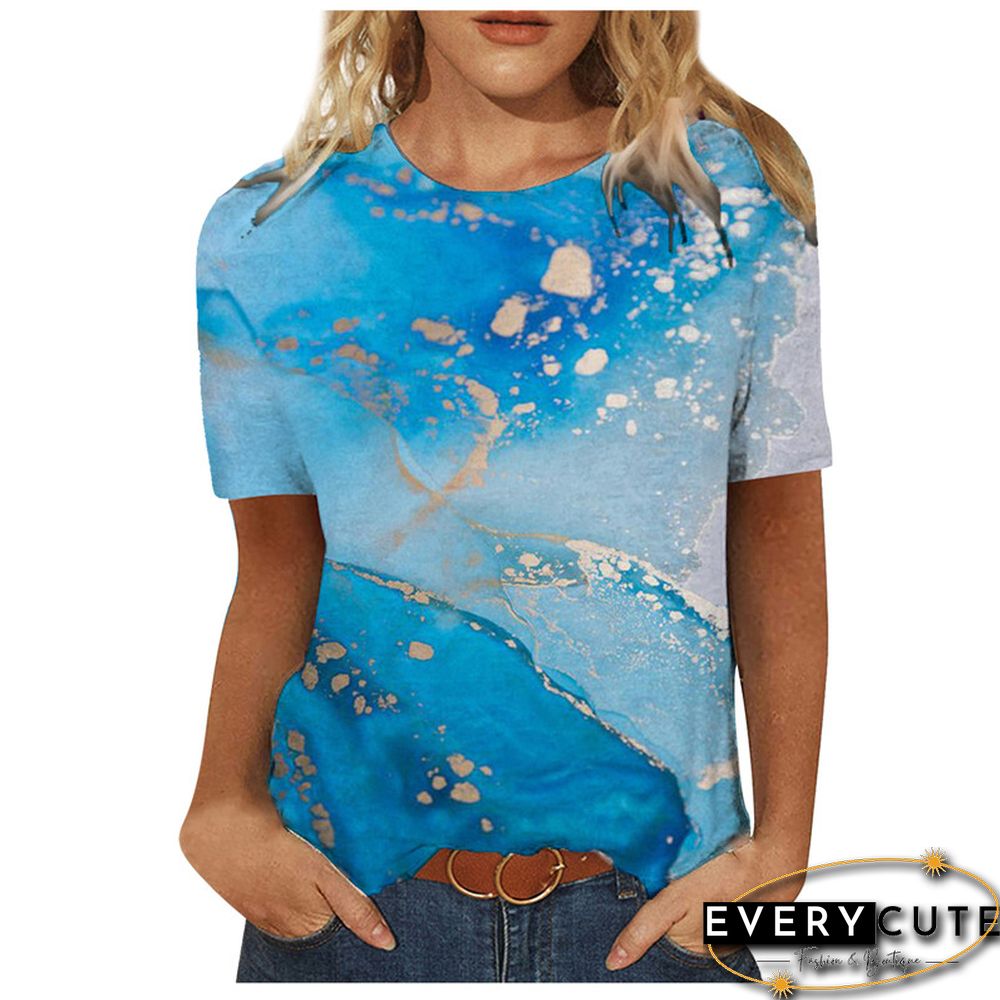 Women 3D Landscape Painting Positioning Sunflower Print T Shirt New Summer Vintage Casual Short Sleeve O-Neck Size Top