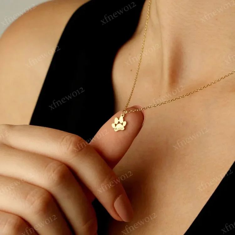 Paw Print Name Necklace. Personalized Tiny Dog Paw Necklace. Minimalist Paw Necklace. Animal Necklace. Pet Necklace. Christmas Gif