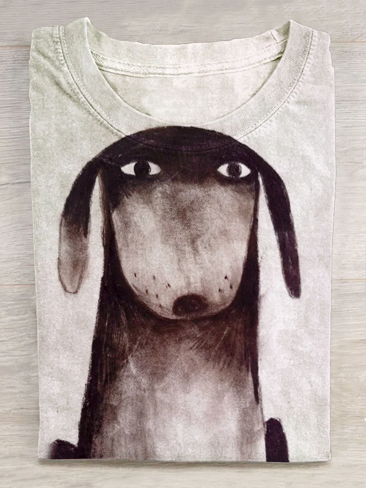 Funny Cute Dog Art Print T-shirt