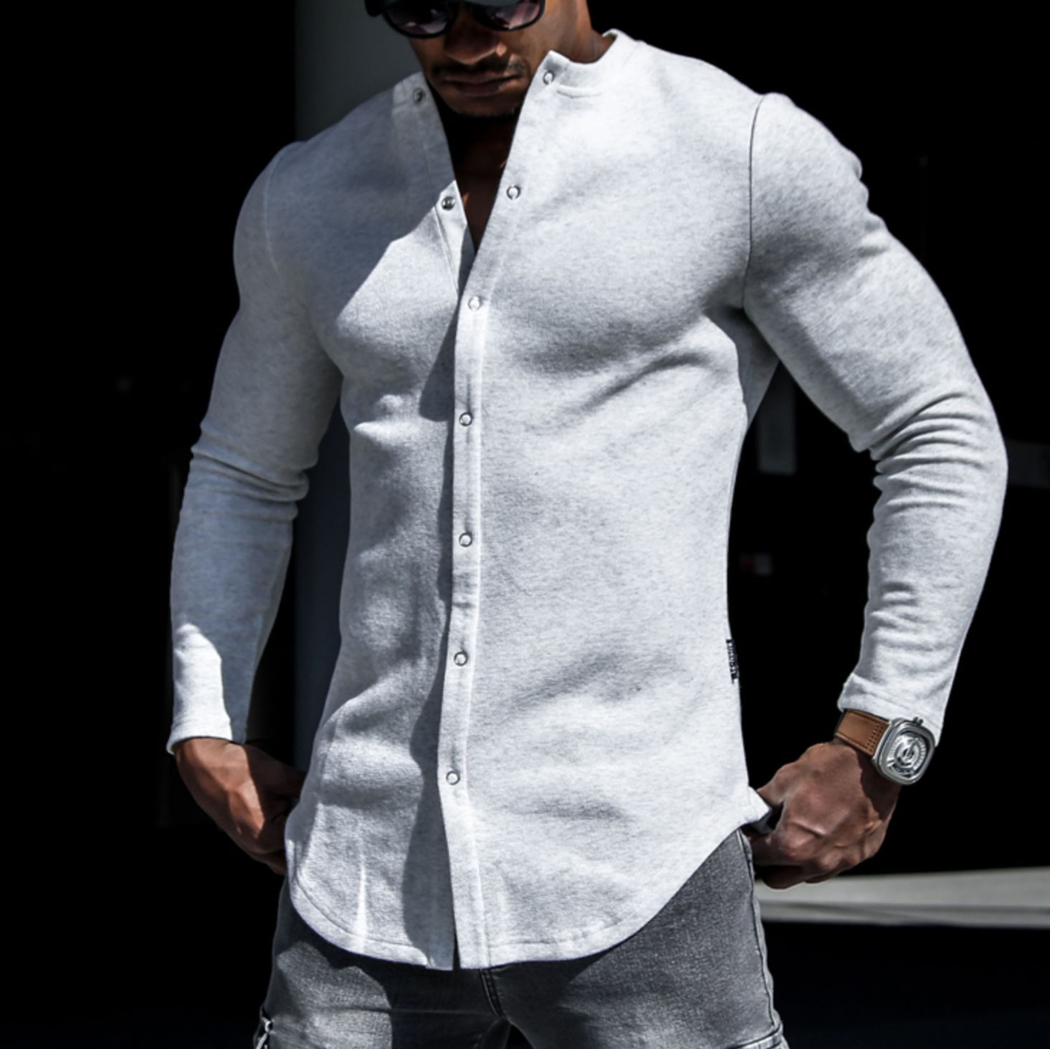 Men's Basic Long Sleeve Top Cardigan