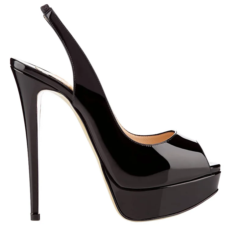 150mm Sky High Platform Pumps Black Patent