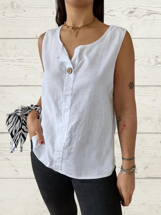 Women's Casual Solid Color Button Loose Top
