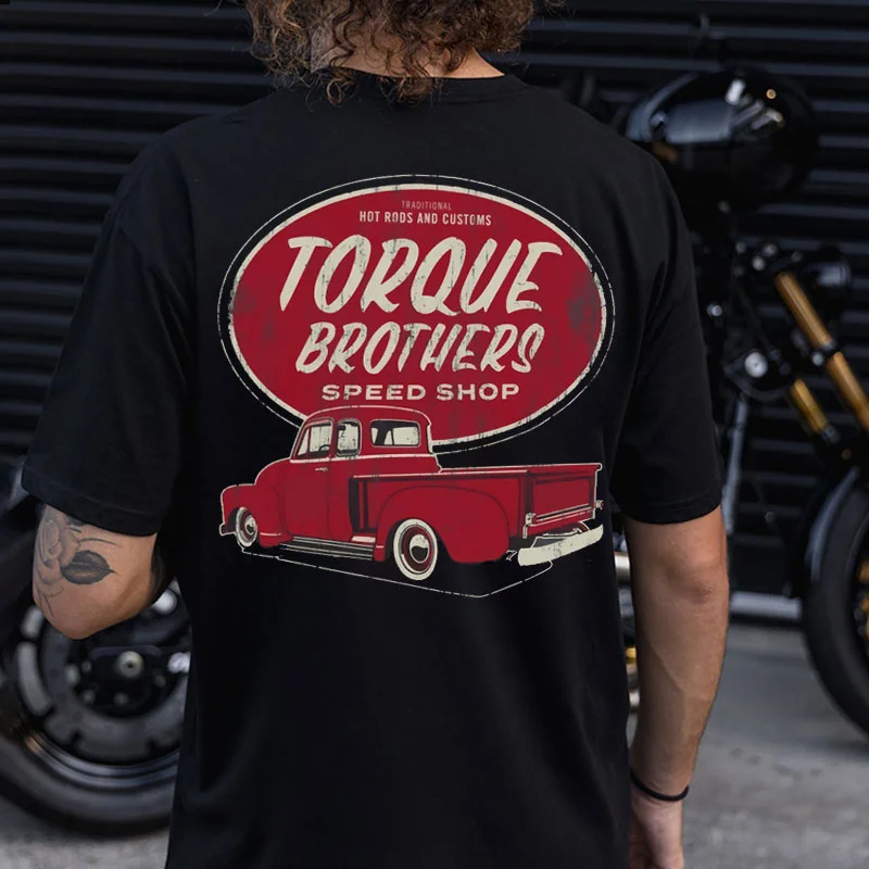 TORQUE BROTHERS SPEED SHOP Classic Car Print Men's T-shirt