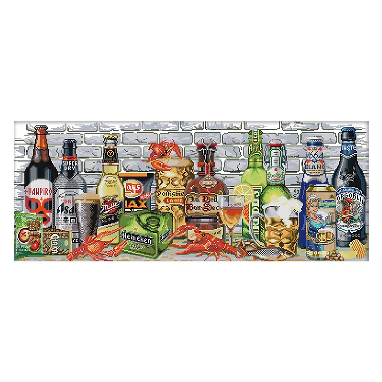 Joy Sunday Wine 14CT Stamped Cross Stitch 77*36CM
