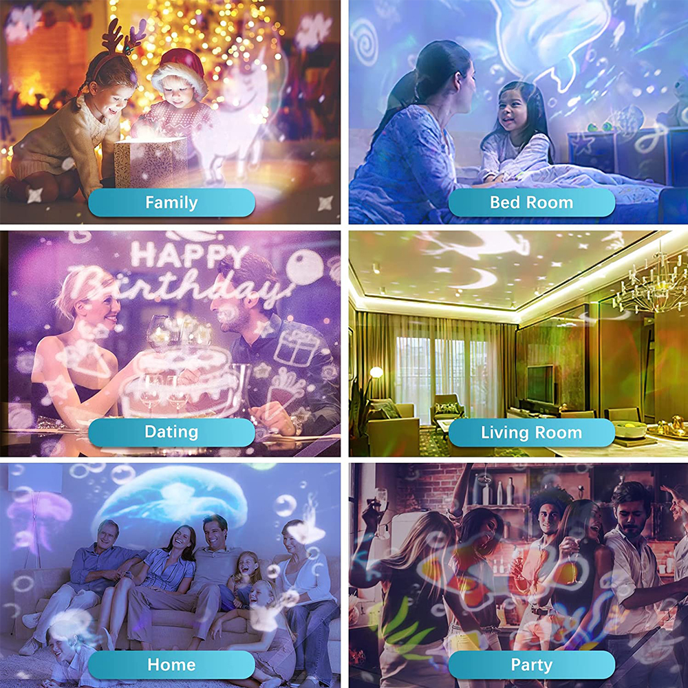 Tegooe 360 Rotating Ocean Wave Kids Night Light Projector with 7 Film Sets