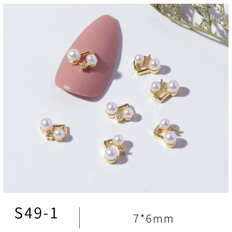 Nail Rhinestones Bowknot Peach Heart Pearl Tassel Designs 5Pcs/Set Exquisite Alloy Zircon Jewelry Decoration Beauty Salons