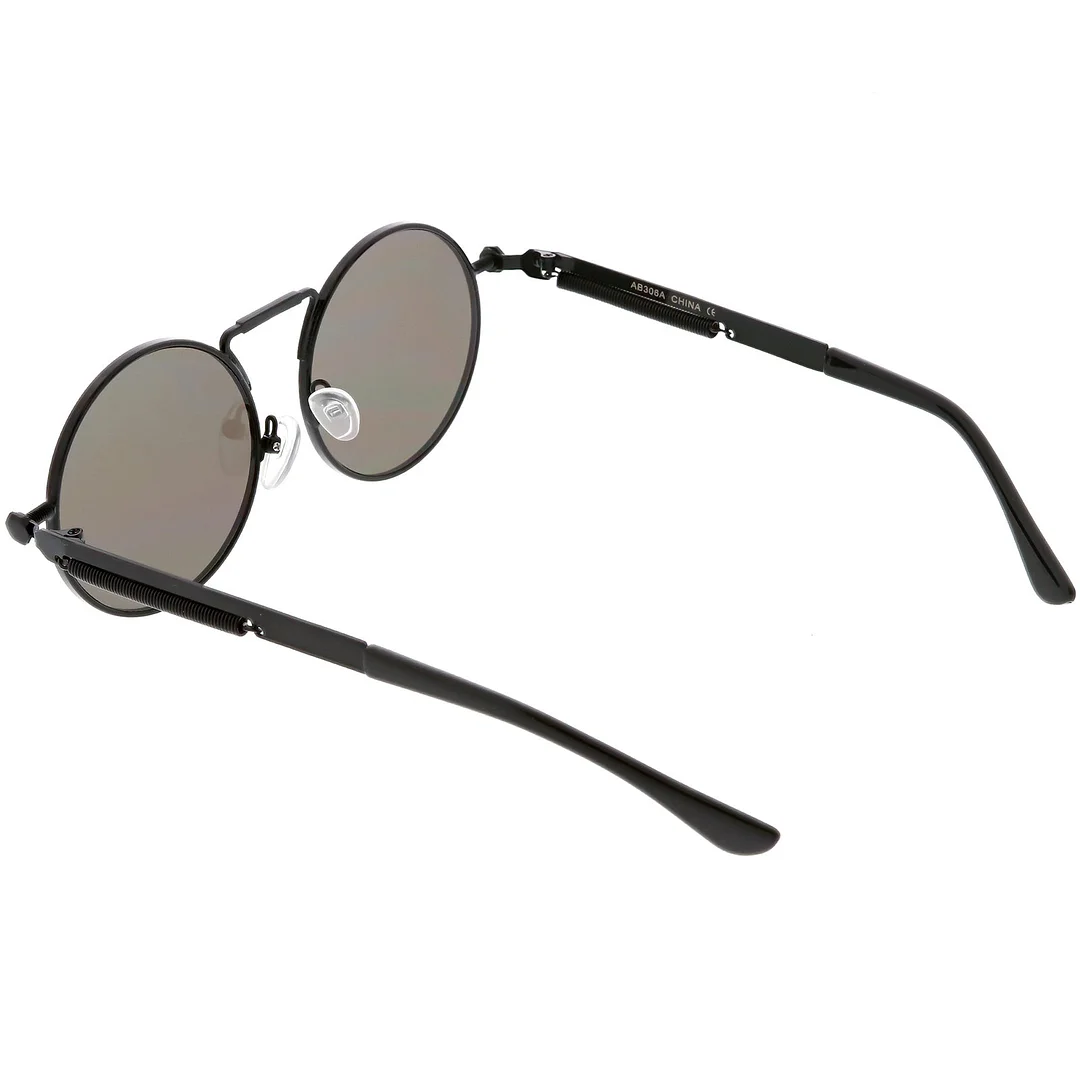 Modern Steampunk Circle glasses Unique Nose Piece Flat Lens 49mm