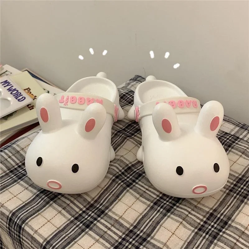 Uaang Summer Shoes For Women Kawaii Cartoon Animal Hole Slippers PVC Massage Home Slippers Platform Sandals 2021 For Woman