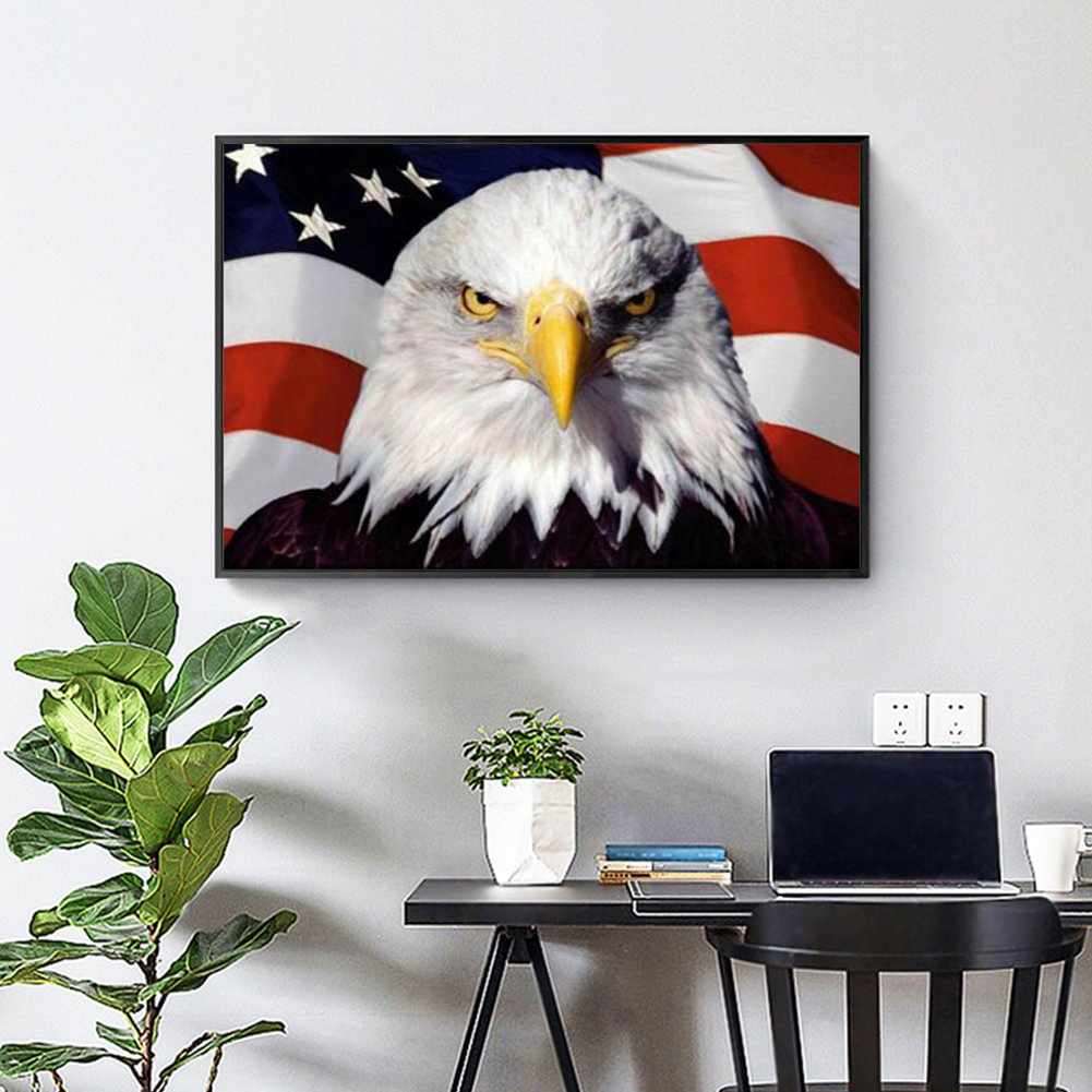 US Flag Eagle 50*40cm(canvas) full Square drill diamond painting