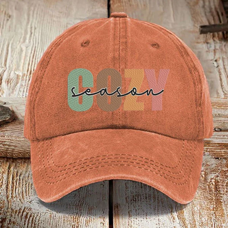 Comstylish Unisex Distressed Washed Cotton Thanksgiving Autumn Cozy Season Print Hat